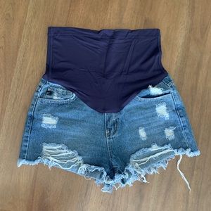 PinkBlush Maternity Distressed Jean Shorts